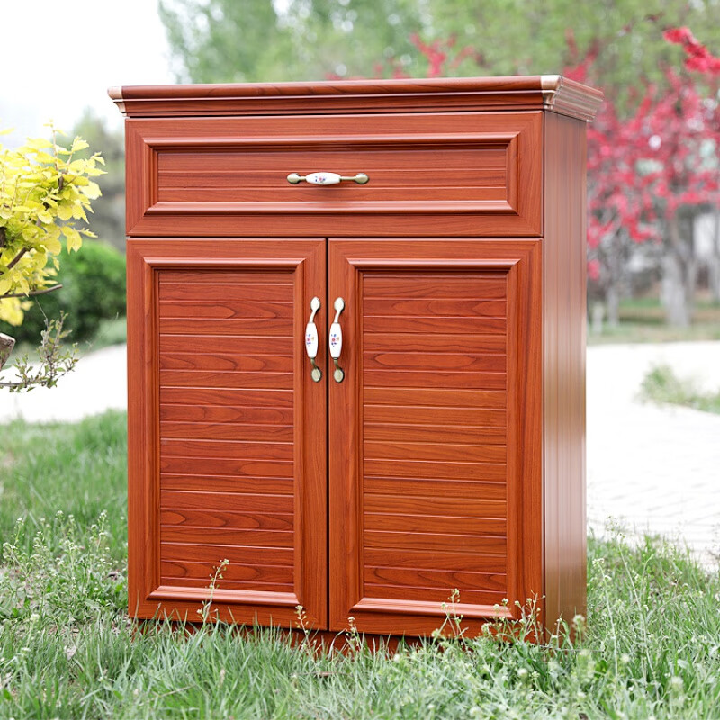 简约现代多功能门厅柜 欧式全铝合金鞋柜 简易阳台储物柜室外整 红色