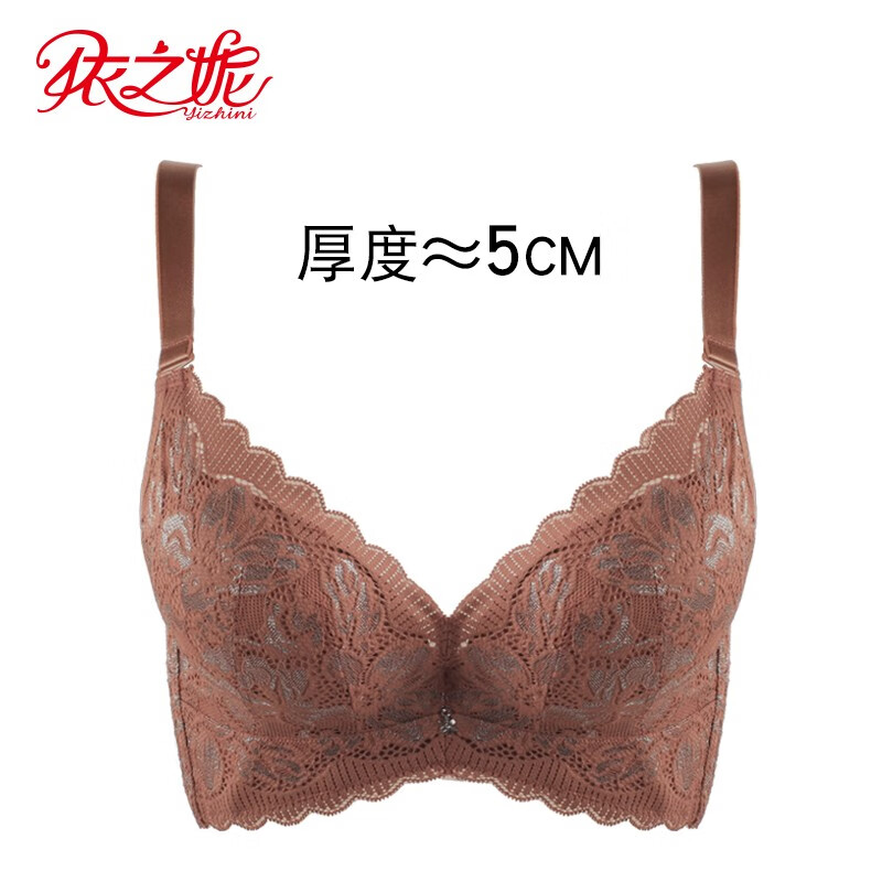 依之妮摩登内衣加厚杯4排扣软钢圈平胸显大聚拢调整型文胸M1326AA 栗子棕 70A