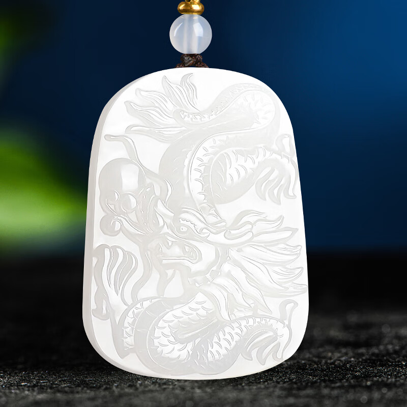 非諾和田玉羊脂玉吊墜生肖龍掛件男女款玉佩玉墜 生肖龍