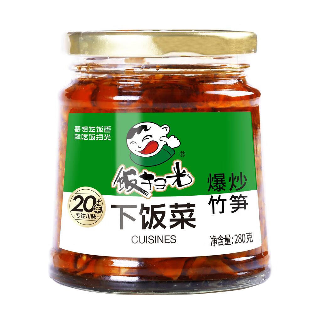 飯掃光飯掃光280克下飯菜野竹筍香菌蕨菜木耳金針菇拌飯香辣泡咸 爆炒竹筍280克