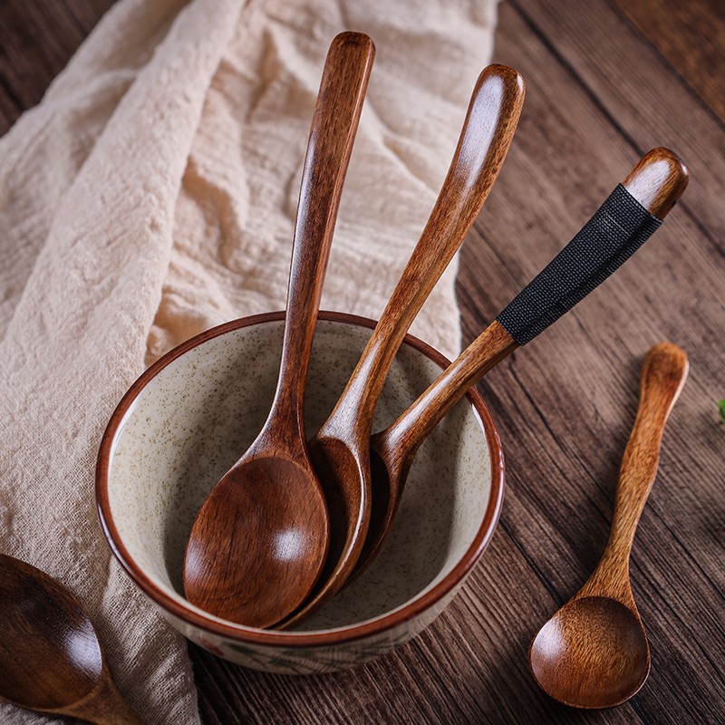 煜化木勺长柄勺子家用汤勺汤匙餐具吃饭蜂蜜韩式日式饭勺搅拌干饭jm9