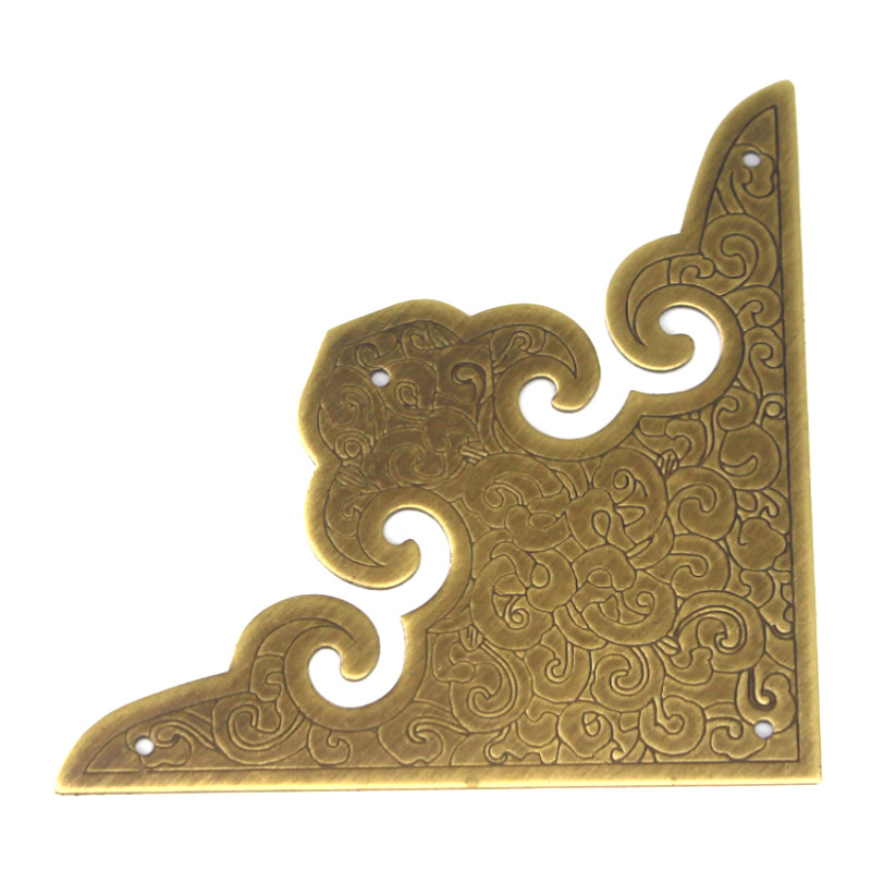标沐新中式柜门角花仿古纯铜护角柜门铜包角刻花角片铜角花家具铜配件