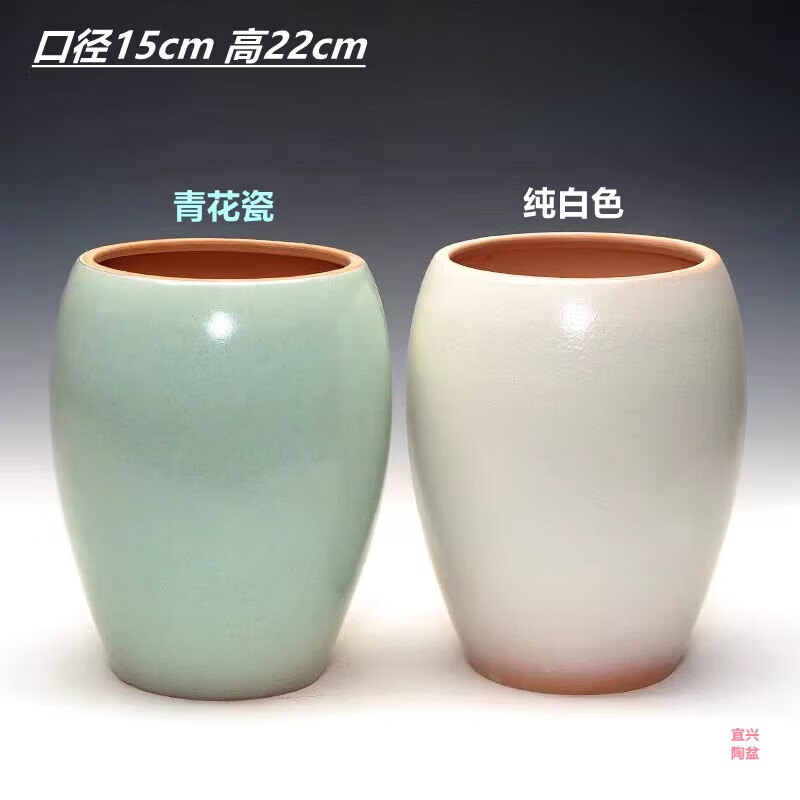 泰禧閣三角梅花盆蘭花三角梅陶罐紫砂多肉綠植老樁粗陶花盆透氣簡(jiǎn)約室內(nèi) 青花瓷加純白色 粗陶 x 15cm