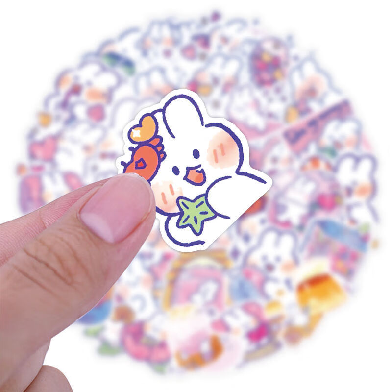 100张韩国ins可爱软萌兔手账贴纸卡通表情包手帐贴纸素材防水贴画温妤