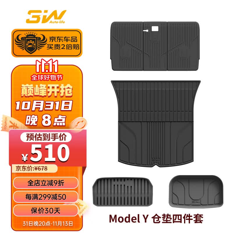 3W适用特斯拉modelY专用前后备箱垫TPE尾箱垫座椅靠背垫四件套定制属于什么档次？