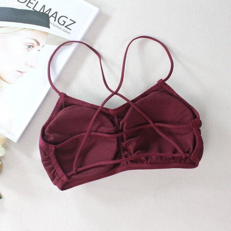 洛芊(luoqian)夏季运动少女裹胸美背交叉抹胸吊带背心女韩版无钢圈