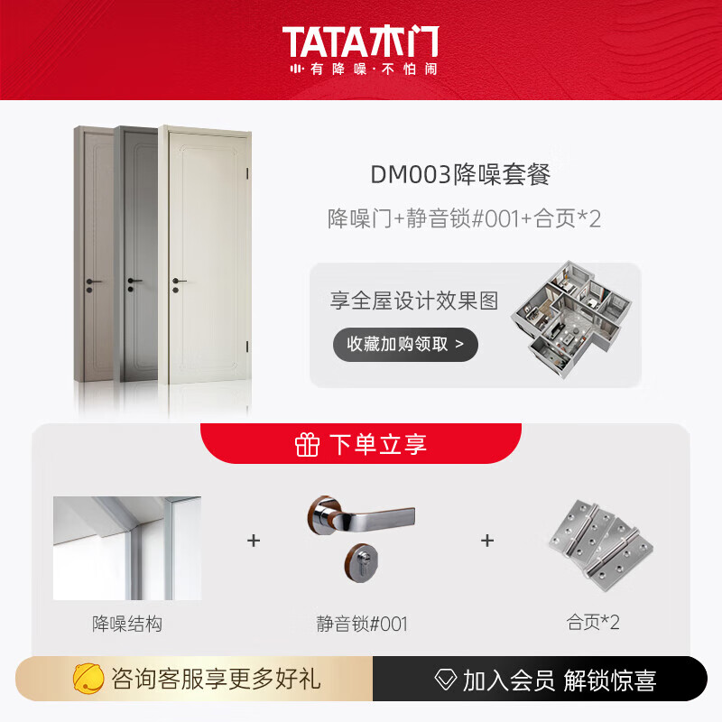 TATA木门 现代简约卧室门全屋定制室内门免漆门DM003 降噪门套餐使用感如何?