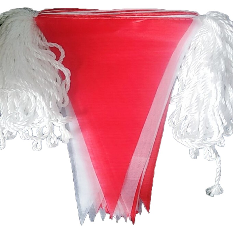 recen  小红旗户外小旗红白旗三角旗 尼龙绳100米红白三角旗