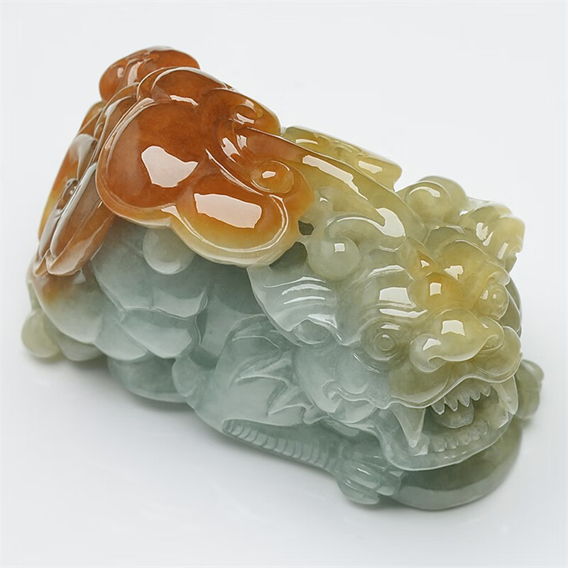 甄祥缅甸翡翠貔貅手把件 天然红黄a货玉石精雕如意皮休手玩件234