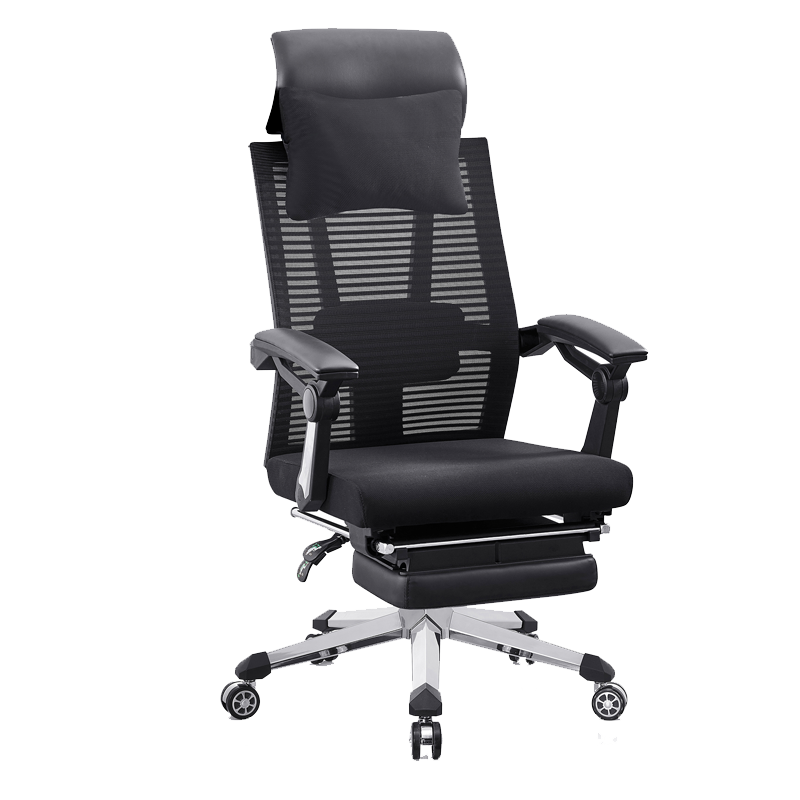 顺富美(SHUNFUMEI)办公椅 转椅可躺伸缩脚踏午休椅腰靠可调节条纹网布椅6128A款电脑椅 办公家具一站式采购