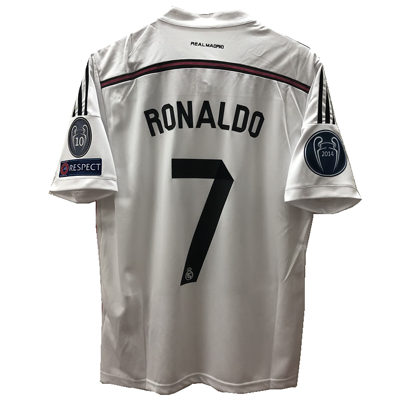迈爽14-15赛季皇马复古球衣欧冠版7号c罗足球服 [7号c罗]上衣 欧冠章