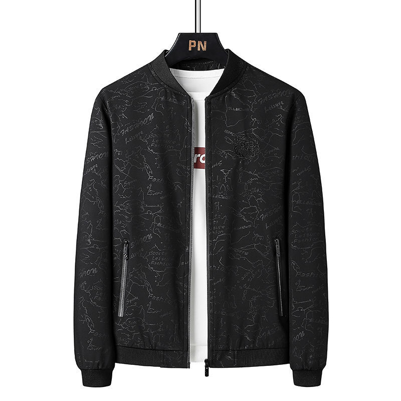 新款潮流帅气宽松棒球服加肥加大码上衣夹克衫男装 黑色 068春秋款 m