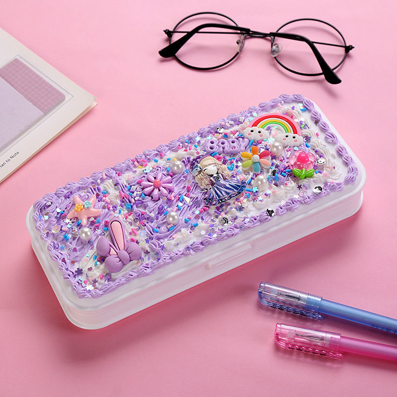 senmu 手工文具盒儿童diy奶油胶材料包新年创意礼物套装网红 紫色小