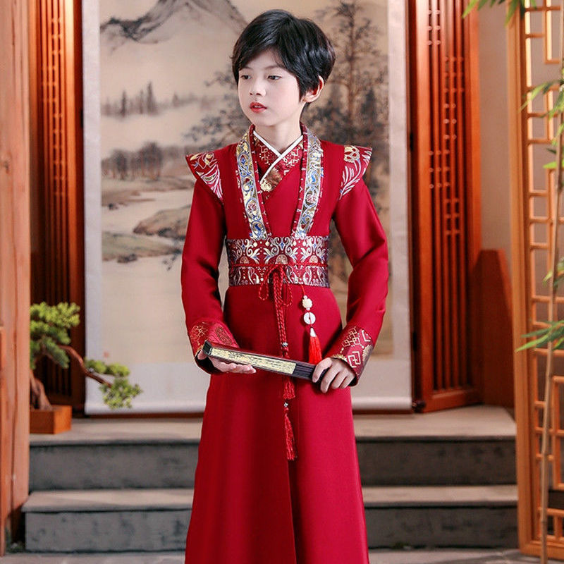 伊颜纯传统儿童汉服童装汉服男童秋季儿童古装中大童中秋节服装男孩子