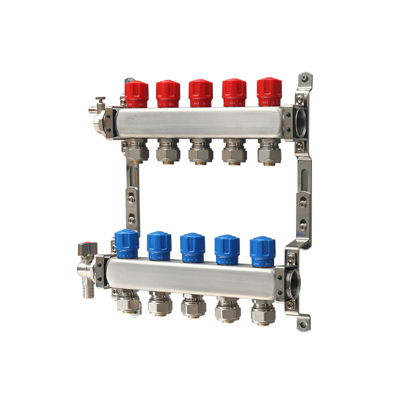 锋兰达家用一寸不锈钢地暖分水器大流量304白钢地热集水器阀门5路4路6