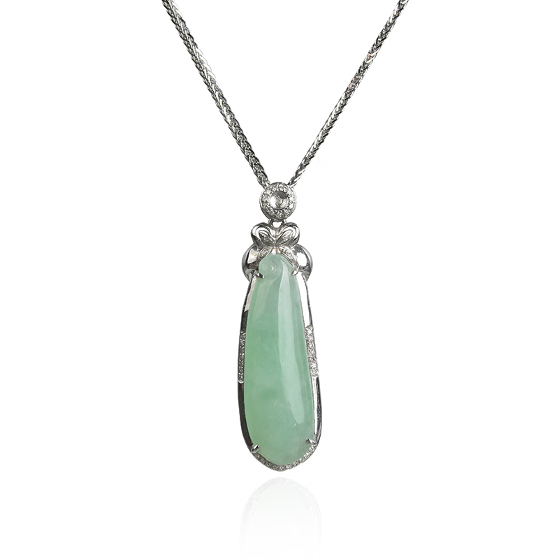 华珊丽美 翡翠随形吊坠 玫瑰金镶钻冰檽细腻气质女款 送礼自戴时尚