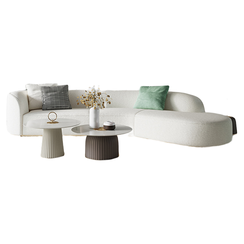 西堡迪 北欧牛奶绒布艺沙发大小客厅简约现代极简弧形月亮奶油系沙发四人位轻奢整装组合 奶白色（牛奶绒） 2.8米总长度（左贵妃）