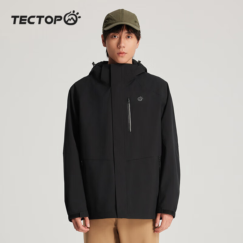 探拓冲锋衣三合一加厚防寒保暖户外登山服 云墨黑 L