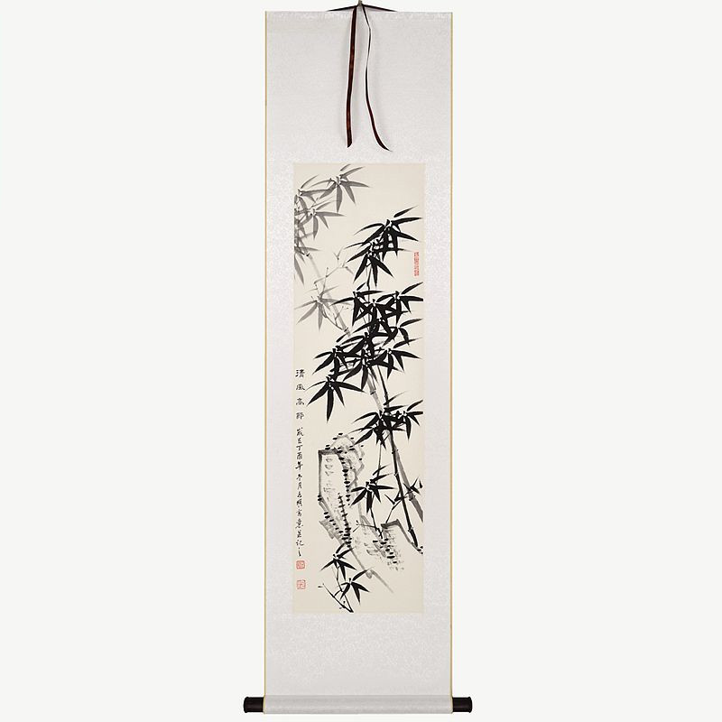 萌念竹子画山水挂画 竹子画挂画卷轴字画书画作品真迹手绘国画山水的