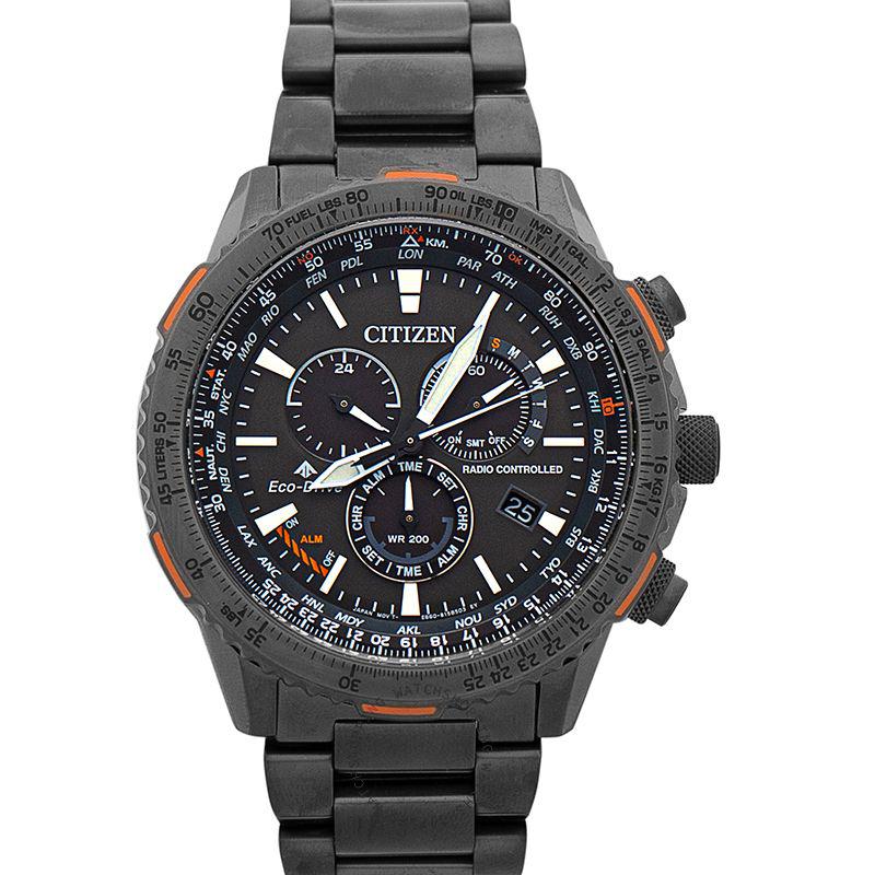 citizen腕表男子promaster sky 黑色表盘不锈钢男士手表 cb5007-51h