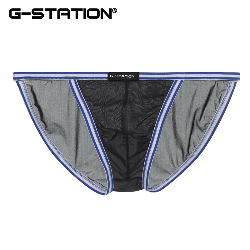 g-station超薄高弹柔软丝袜感面料男士三角裤性感高叉微囊袋低腰男生