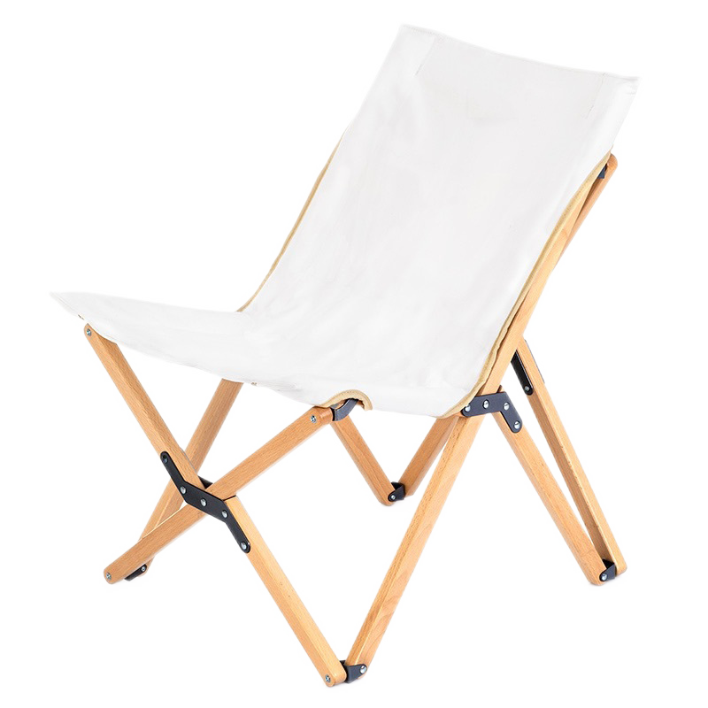 蚁伽 户外折叠椅 便携折叠椅 实木 榉木椅 折叠帆布椅办公室露营午睡椅沙滩椅钓鱼户外椅子 白色