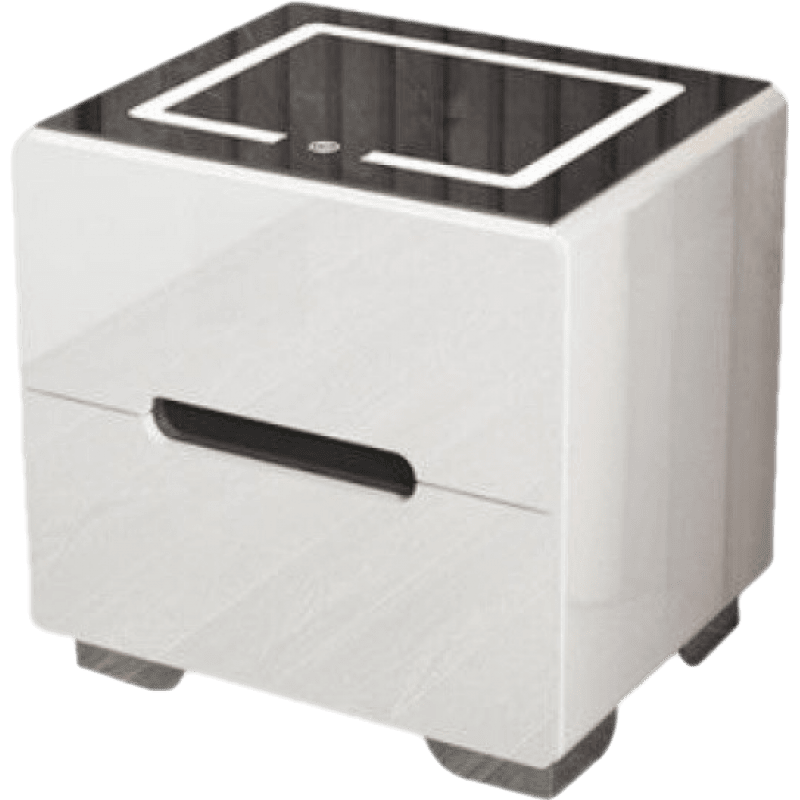 韵承 智能床头柜简约现代2022年新款多功能无线充电蓝牙音响指纹解锁柜 二抽长40+LED灯 整装