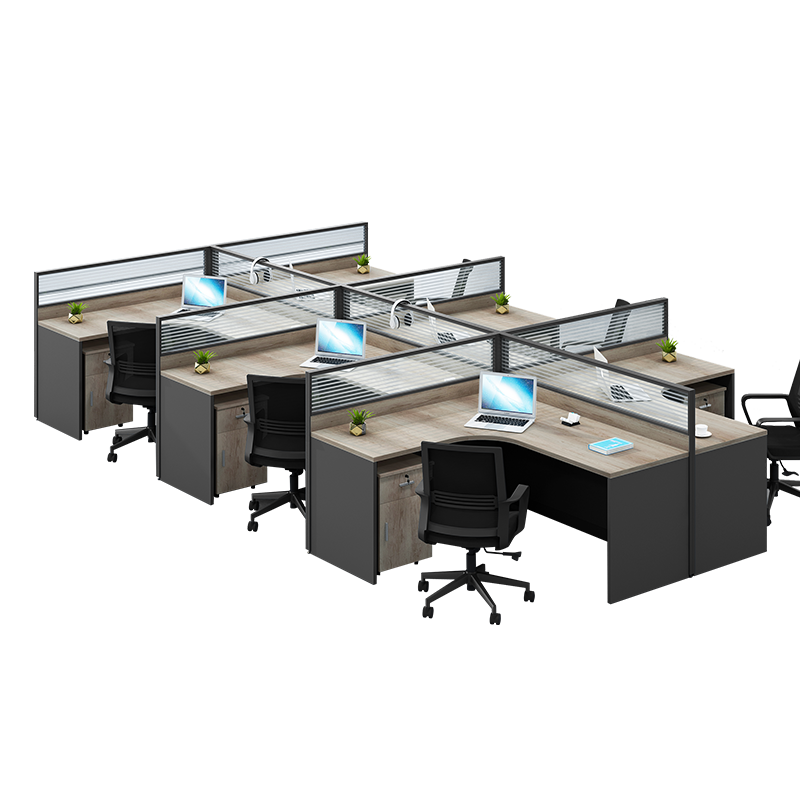 卡奈登 现代简约卡座隔断办公家具 多人组合屏风办公桌 工作卡位职员桌 出字型六人位(含柜)YXJJ-3301