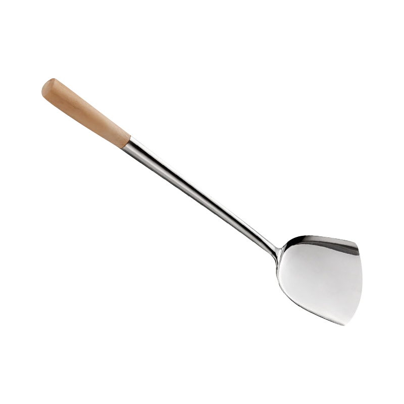 汉管家炒铲锅铲加厚不锈钢商用家用酒店厨房铲子 无磁木柄(52*13.7)
