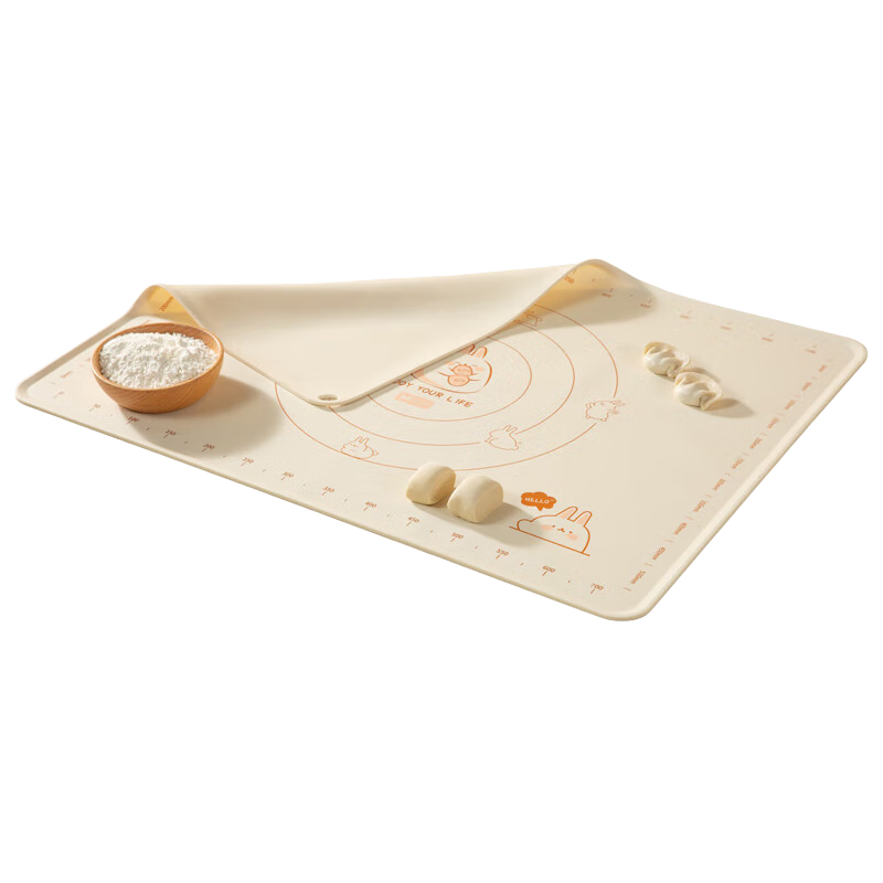 雙槍硅膠揉面墊大號加厚和面墊案板抗菌食品級烘焙工具兔兔和面墊 【特厚435g抗菌兔】60*40cm+刀杖