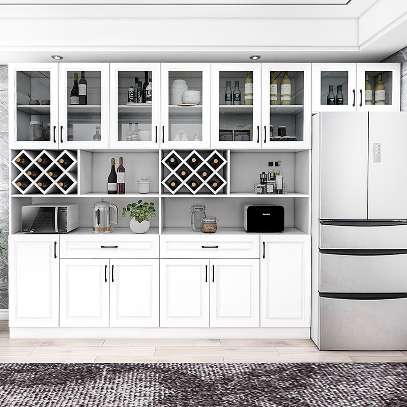 叶氏木语 现代餐边柜酒柜一体靠墙到顶组合冰箱柜子客厅定制嵌入式