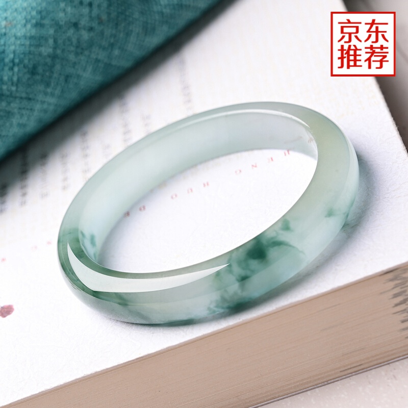 翡翠手镯女老坑冰种飘花玉镯缅甸玉石玉器镯子女款气质大轻奢网红同款