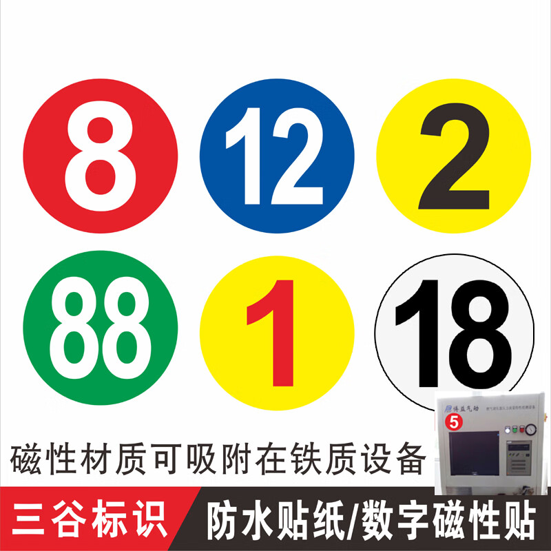 火星虎标识导向牌 编号标识牌圆形黄底红圈红字350mm