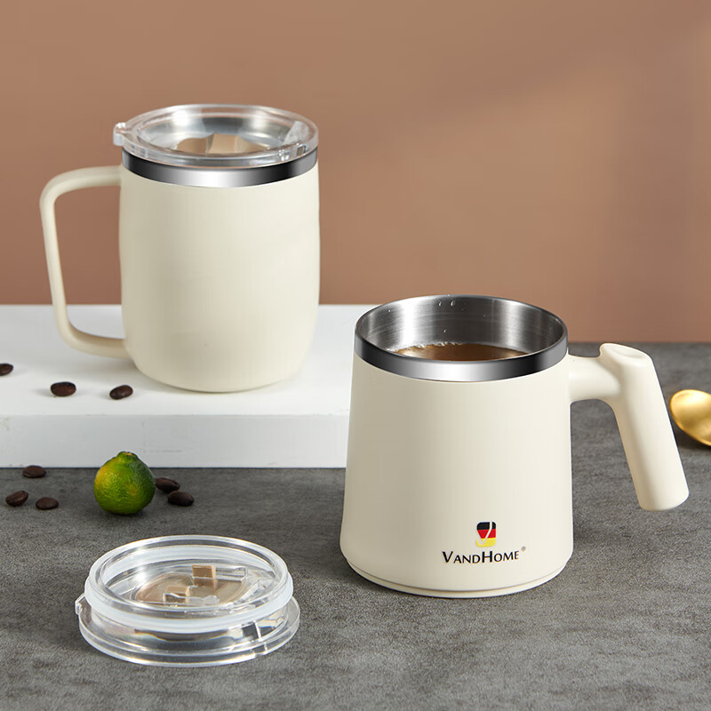 德梵蒂德国进口品质马克杯带盖304不锈钢咖啡男女办公室高颜值泡茶