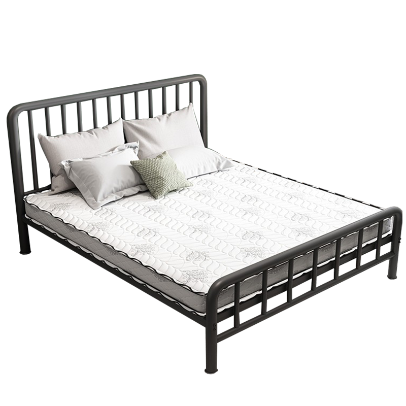 L&S 床铁艺床欧式铁架床时尚双人床简约卧室出租房宿舍龙骨床架 YC09 黑色1.2*2m（质量升级）