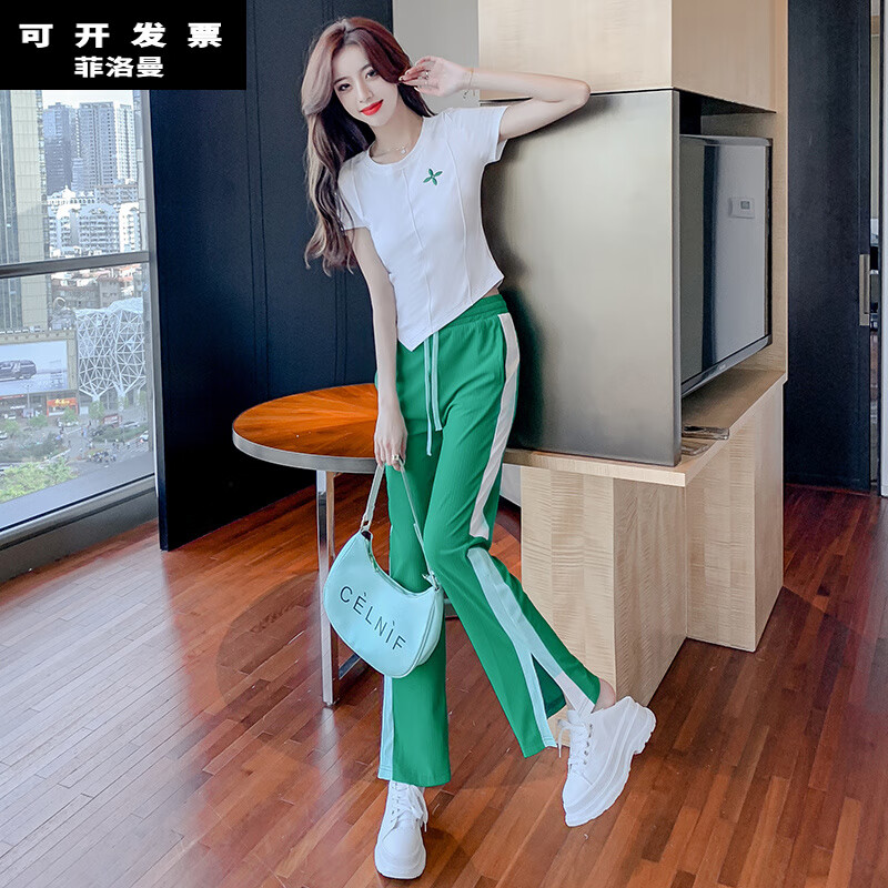 150小个子穿搭套装夏季娇小矮个子显高运动时髦女装搭配时尚xs 绿色 s
