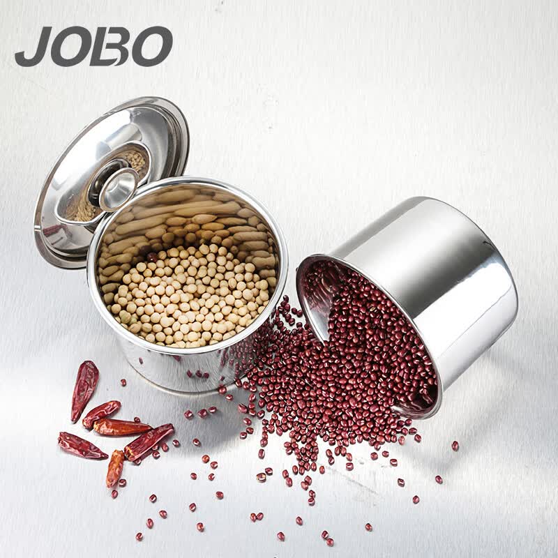 巨博(jobo)商用不锈钢味盅调味缸罐带盖子16cm 酒店餐饮调料缸猪油罐