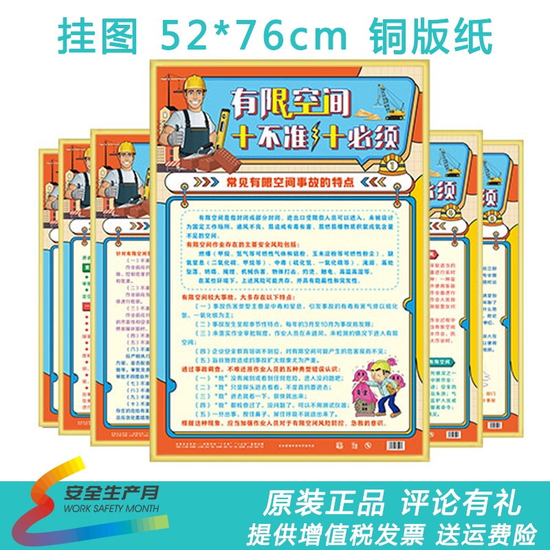 有限空间十不准十必须宣教挂图6张海报宣传画