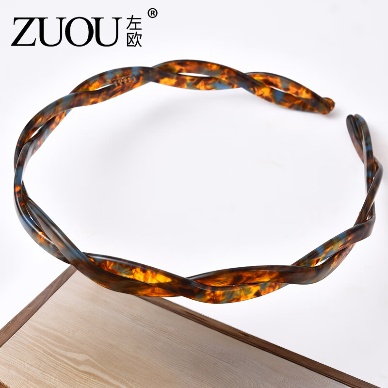 左欧（Zuoou）韩国醋酸发箍复古麻花辫带齿高级感简约洗脸压发碎发头箍发窟发苦 绿野色