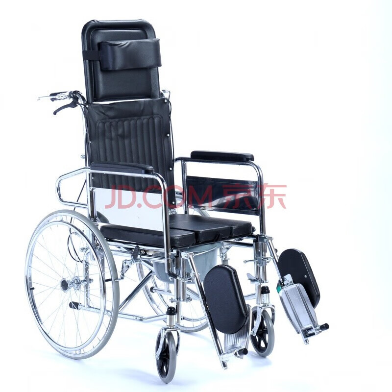aufu佛山aufu东方坐便轮椅fs609gcuj高靠背可调节全躺半躺折叠手推 带