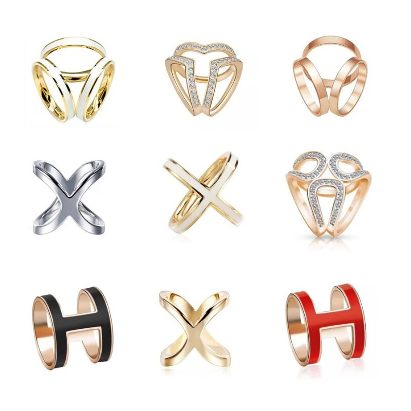 依莲妃【精选】丝巾扣环百搭两用优雅简约三环丝巾扣女配饰品方巾披肩衣 十字红色丝巾扣