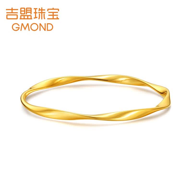 吉盟珠宝 黄金手镯女3d足金莫比乌斯送女友空心金镯子老婆结新年礼物