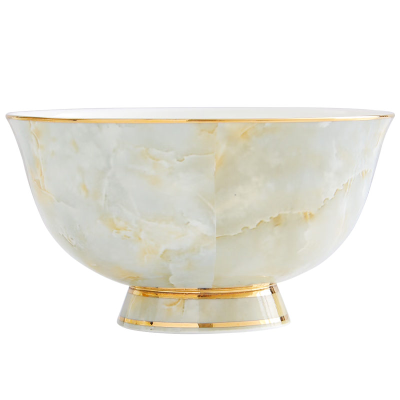 瑞玖（RUIJIU）唐山骨瓷高足碗5英寸高腳碗家用防燙米飯碗陶瓷碗吃面碗中號(hào)飯碗 云卷云舒4.5英寸高足飯碗 10個(gè)裝