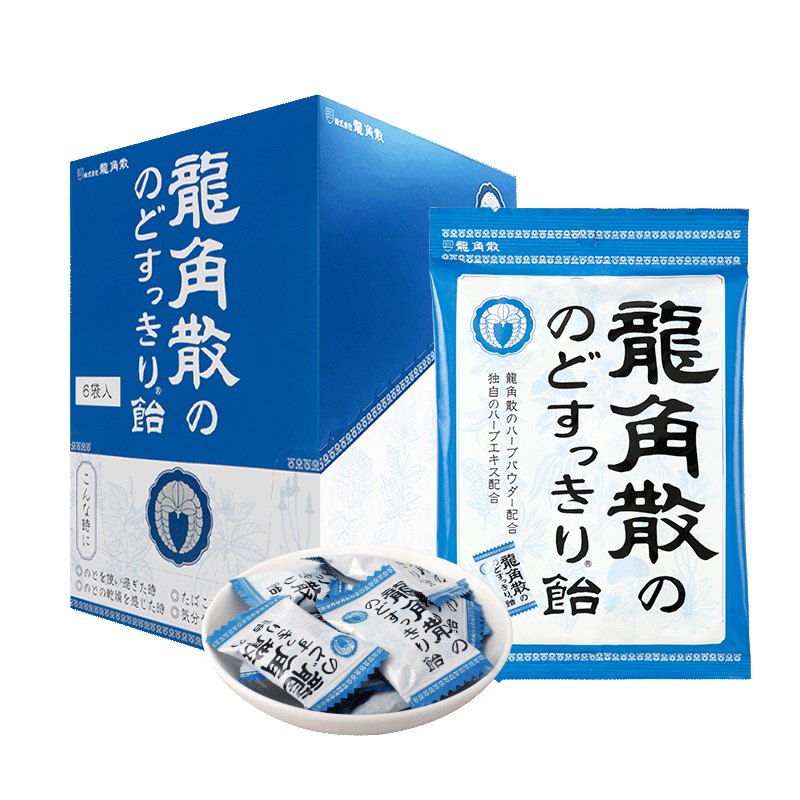 龙角散滋润嗓子缓解不适润喉糖经典原味70g*6袋草本薄荷糖日本原装进口