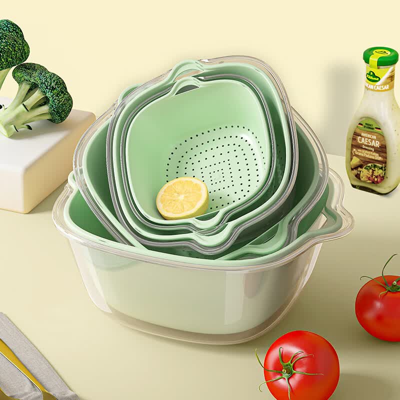 优勤 沥水篮塑料双层加厚洗菜盆厨房客厅家用洗水果篮淘米神器 6件套怎么看?