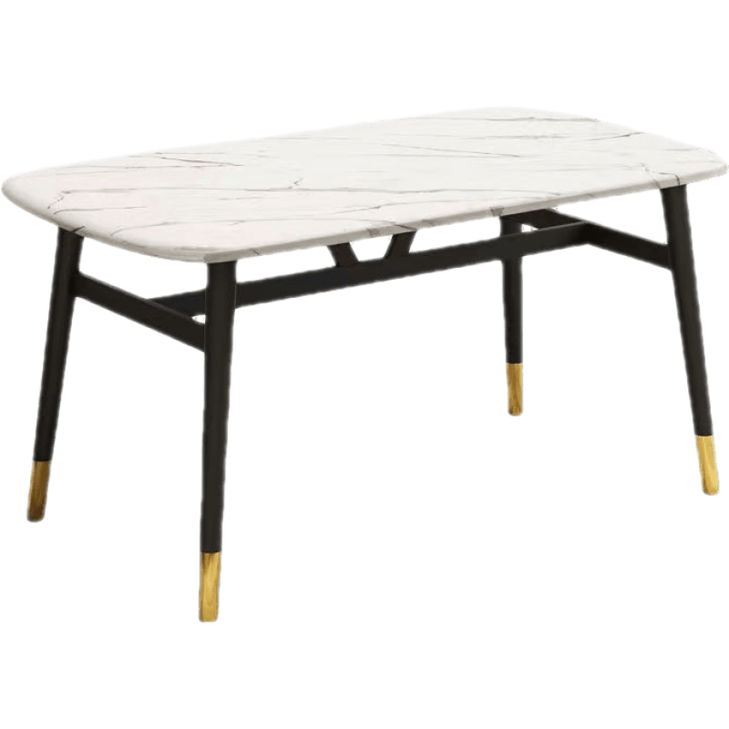 苏购 轻奢仿理石餐桌椅组合家用现代简约新中式小户型长方形餐桌4-6人 仿白理石 120cm*60cm*75cm