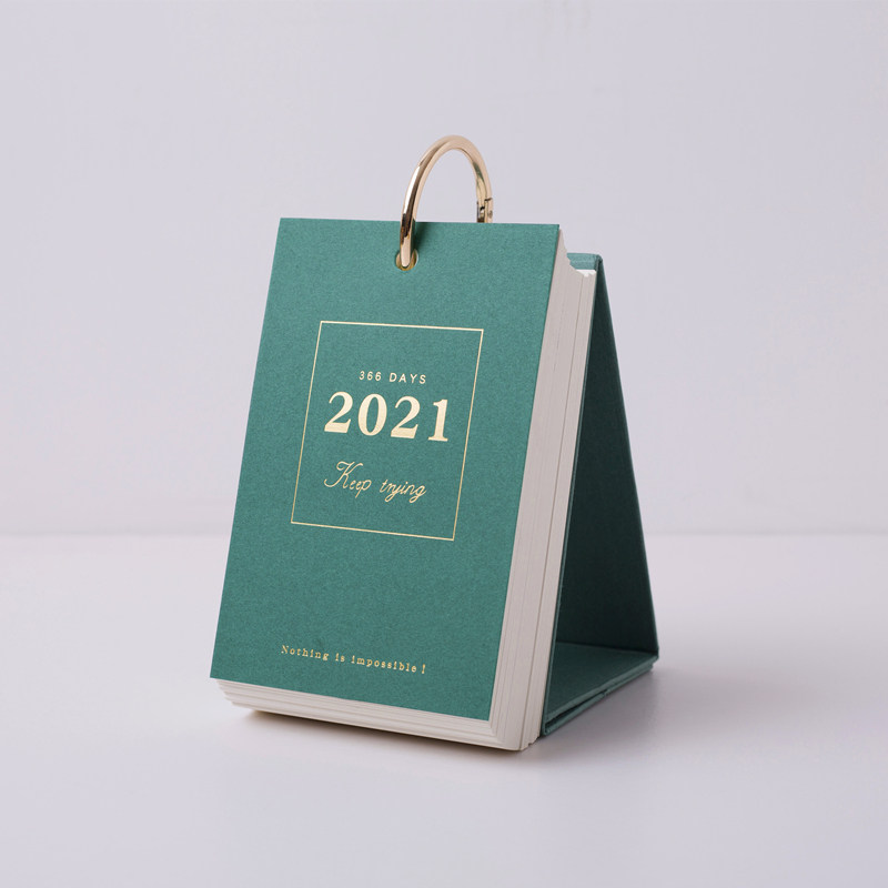 风简约文艺办公桌面手撕日历万年历 绿色  2021年8月-2022年7月随日