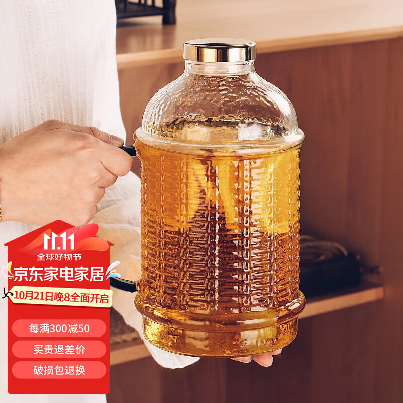 格娜斯复古冷水壶玻璃凉水壶耐高温家用大容量装白开水老式水杯茶壶