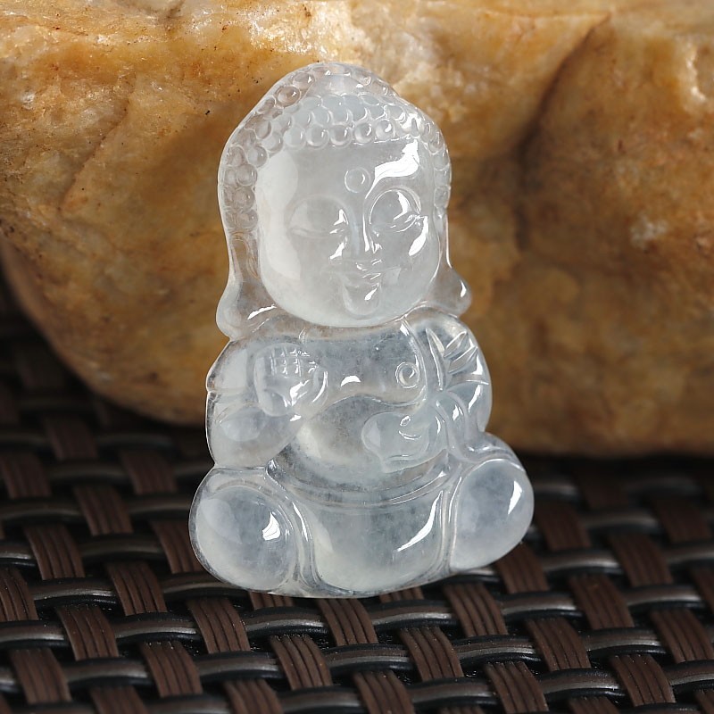 石之富缅甸天然翡翠a货冰种宝宝佛吊坠挂件6.30克