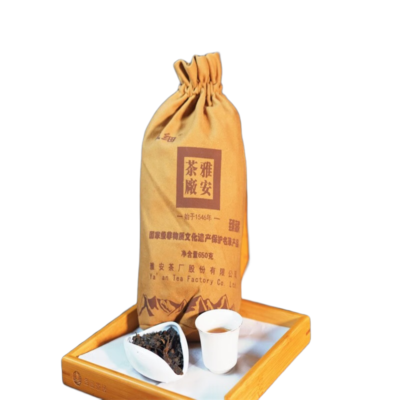 雅细 金尖臻藏布袋茶叶四川雅安百年茶厂雅安藏茶散装南路边茶650g 棕色 650g * 1袋